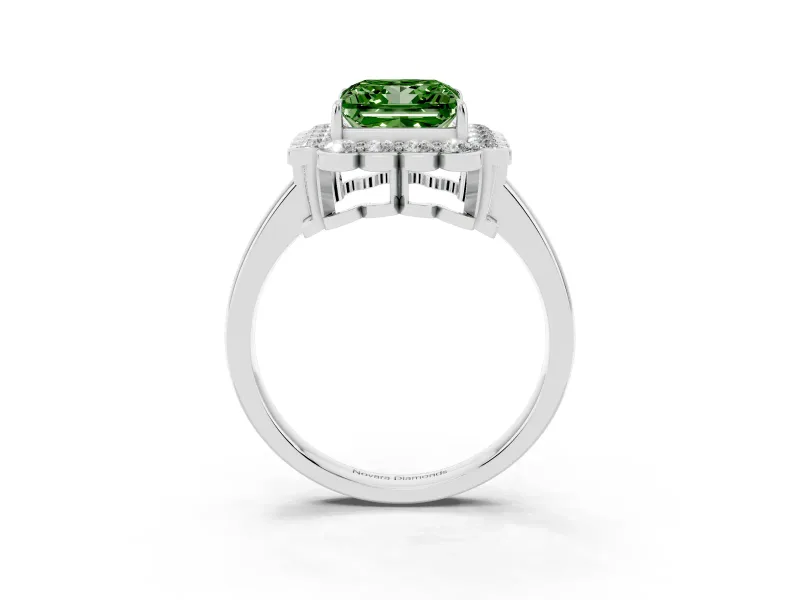 Princess Cut Halo Engagement Ring Setting for a Fancy Green Lab-Grown Diamond | Sterling Silver - Design NV-24719