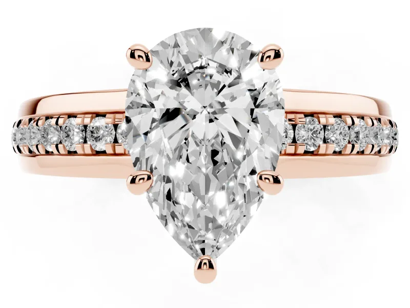 Pear-Shaped Channel Set Solitaire Engagement Ring Setting | Rope Collar Head | Rose Gold