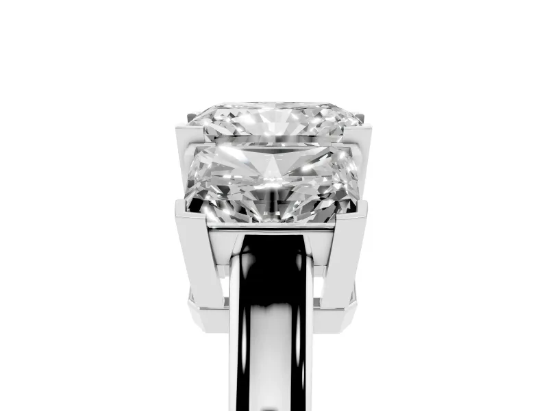 Radiant Cut Three Stone Engagement Ring Setting | Large Side Stones | Sterling Silver
