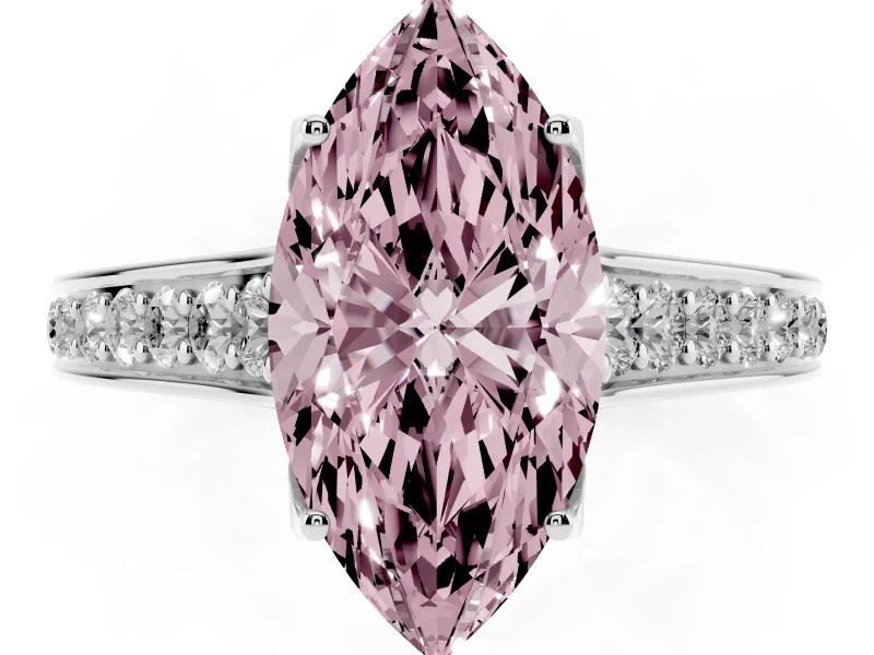 Marquise Graduated Pavé Engagement Ring Setting for a Fancy Pink Lab-Grown Diamond | Platinum