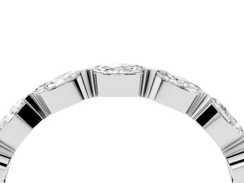 Marquise Diamond Eternity Band Set in Silver with Bezel Setting