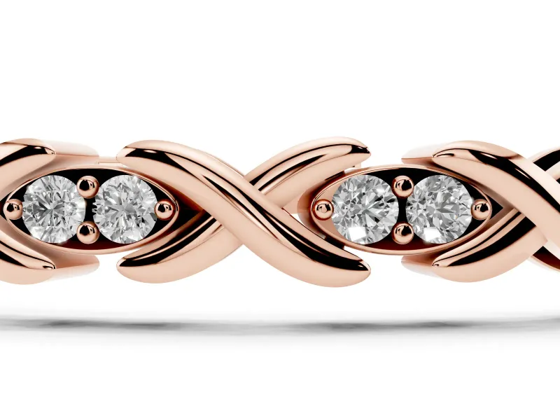 Round Lab-Grown Diamond X-Link Tennis Bracelet | Paired Stones in Pointed Ovals | Rose Gold