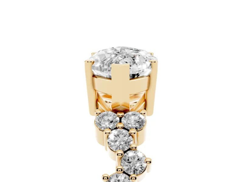 Marquise Scattered Accent Engagement Ring Setting | Slim Band | Yellow Gold