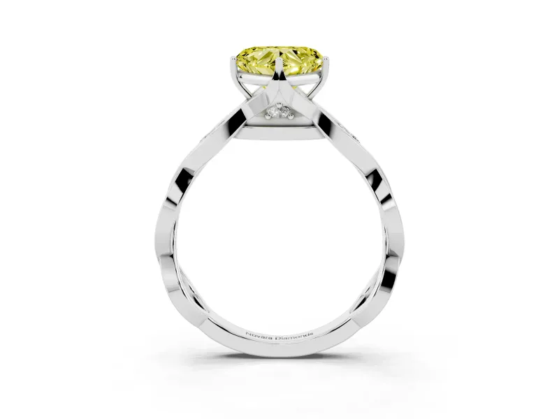 Heart-Shaped Twisted Infinity Engagement Ring Setting for a Fancy Yellow Lab-Grown Diamond | Accented Strands | Platinum