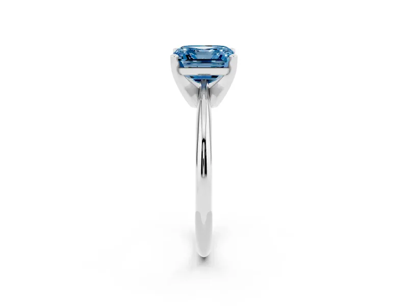 Asscher Cut Engagement Ring Setting for a Fancy Blue Lab-Grown Diamond | Sterling Silver