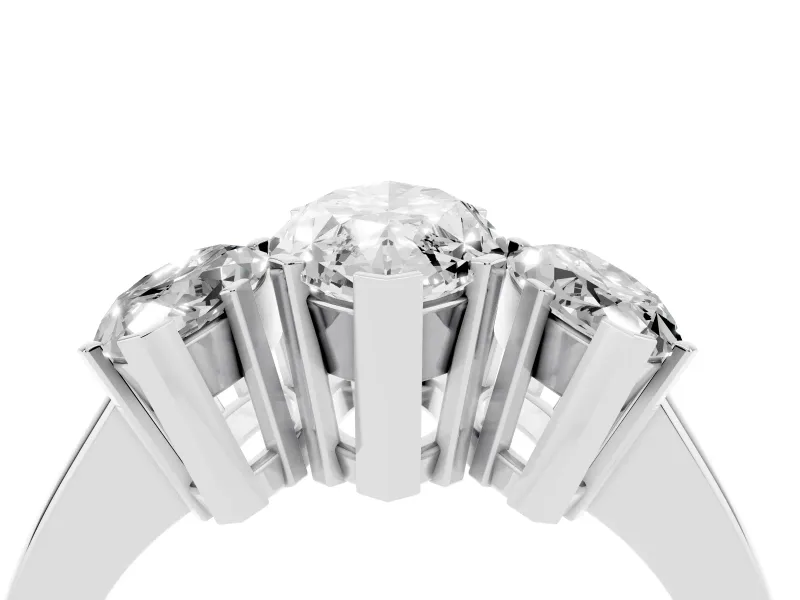 Marquise Three Stone Engagement Ring Setting | Large Side Stones | Sterling Silver