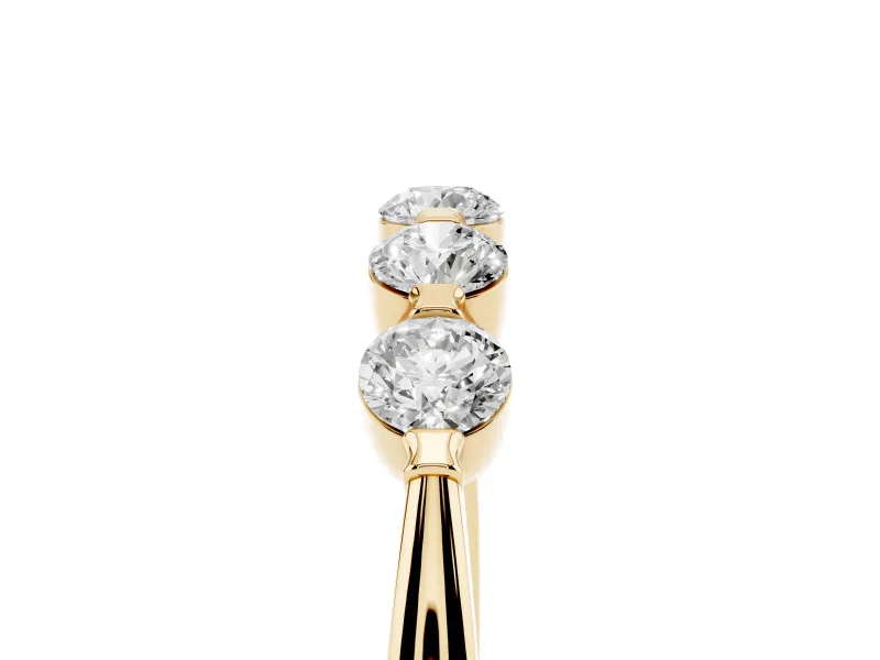 Five-Stone Round Diamond Half Eternity Bridal Band Set in Yellow gold with Prong-Set Stones