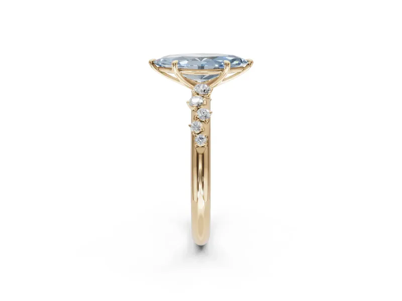 Marquise Graduated Solitaire Engagement Ring Setting for a Fancy Blue Lab-Grown Diamond | Yellow Gold