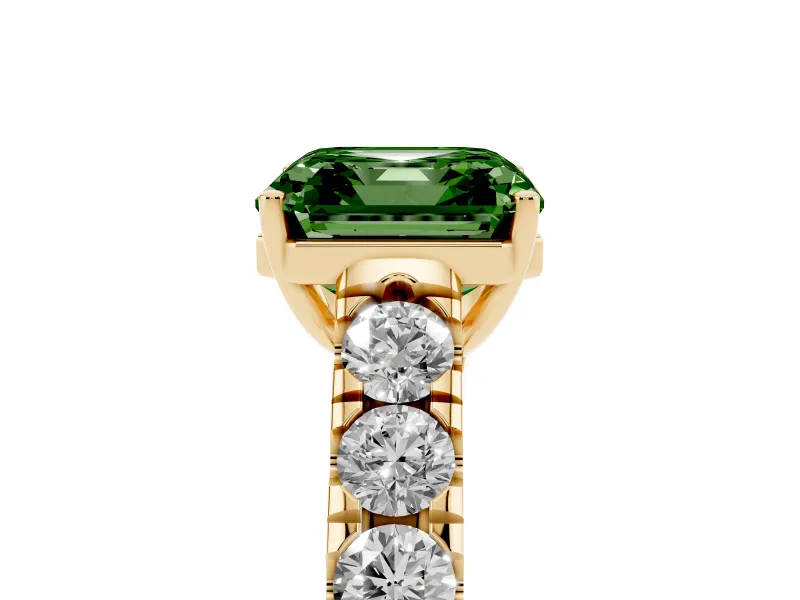 Asscher Cut Engagement Ring Setting for a Fancy Green Lab-Grown Diamond | Yellow Gold - Design NV-24643
