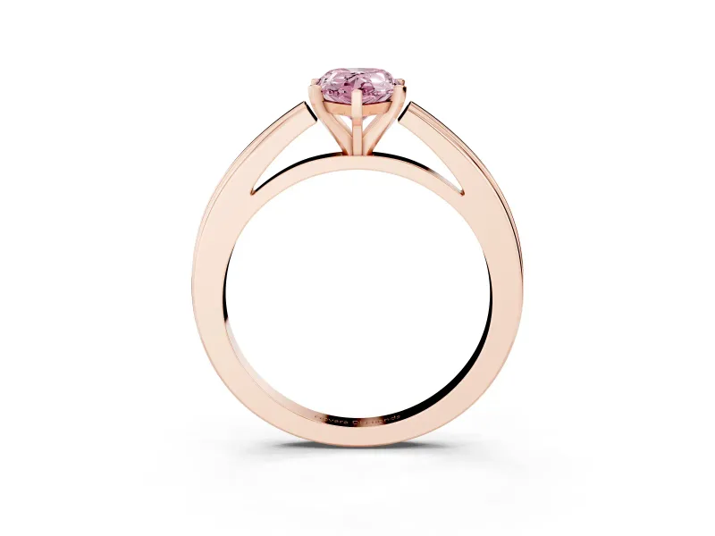 Pear-Shaped Solitaire Engagement Ring Setting for a Fancy Pink Lab-Grown Diamond | Stepped Flat Band | Rose Gold
