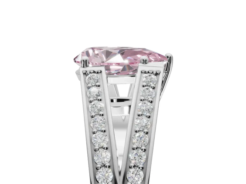 Pear-Shaped Split Shank Pavé Engagement Ring Setting for a Fancy Pink Lab-Grown Diamond | Sterling Silver