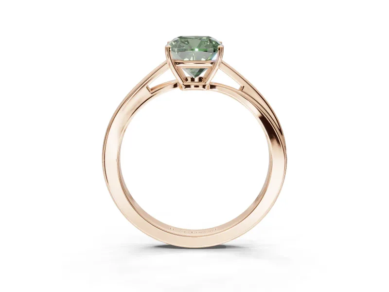 Cushion Cut Bypass Solitaire Engagement Ring Setting for a Fancy Green Lab-Grown Diamond | Rose Gold