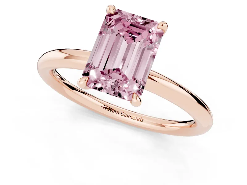 Emerald Cut Hidden Halo Ring Setting for a Fancy Pink Lab-Grown Diamond | Rose Gold