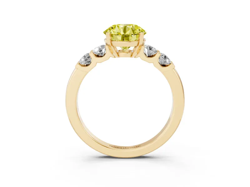Round Five Stone Engagement Ring Setting for a Fancy Yellow Lab-Grown Diamond | Yellow Gold