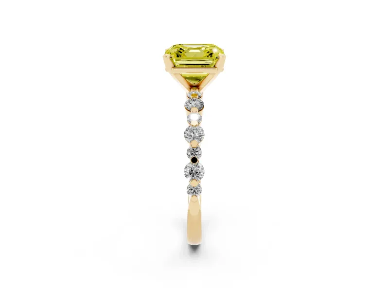Asscher Cut Pavé Engagement Ring Setting for a Fancy Yellow Lab-Grown Diamond | Yellow Gold