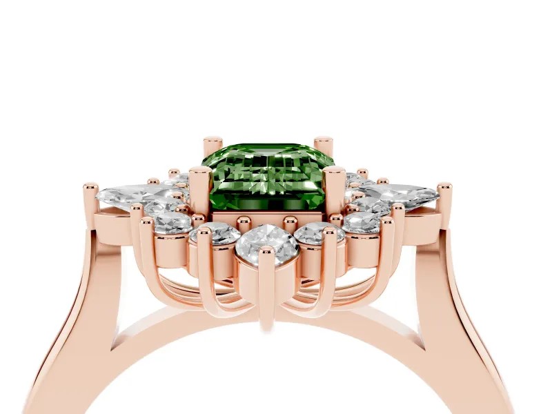 Emerald Cut Engagement Ring Setting for a Fancy Green Lab-Grown Diamond | Rose Gold - Design NV-24790