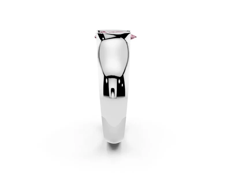 Pear-Shaped Half Bezel Engagement Ring Setting for a Fancy Pink Lab-Grown Diamond | Wide Band | Sterling Silver
