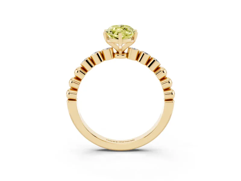 Marquise Beaded Solitaire Engagement Ring Setting for a Fancy Yellow Lab-Grown Diamond | Yellow Gold