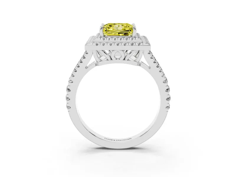 Princess Cut Halo Engagement Ring Setting for a Fancy Yellow Lab-Grown Diamond | White Gold - Design NV-24799
