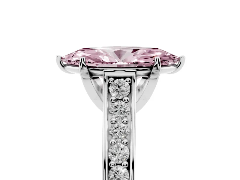 Marquise Graduated Pavé Engagement Ring Setting for a Fancy Pink Lab-Grown Diamond | Platinum