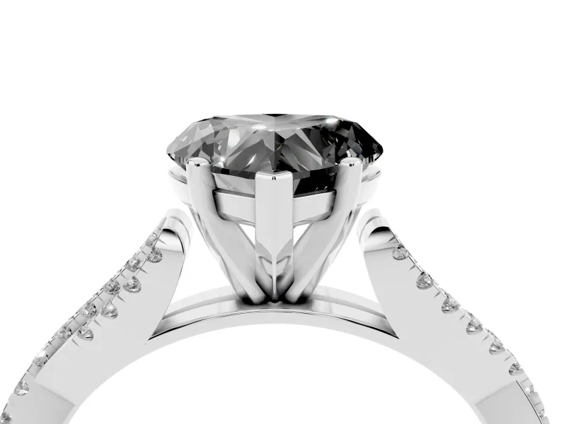 Fancy Black Heart Cut Diamond Solitaire Engagement Ring Set in Platinum with Twisted Pavé Band and Prong Setting