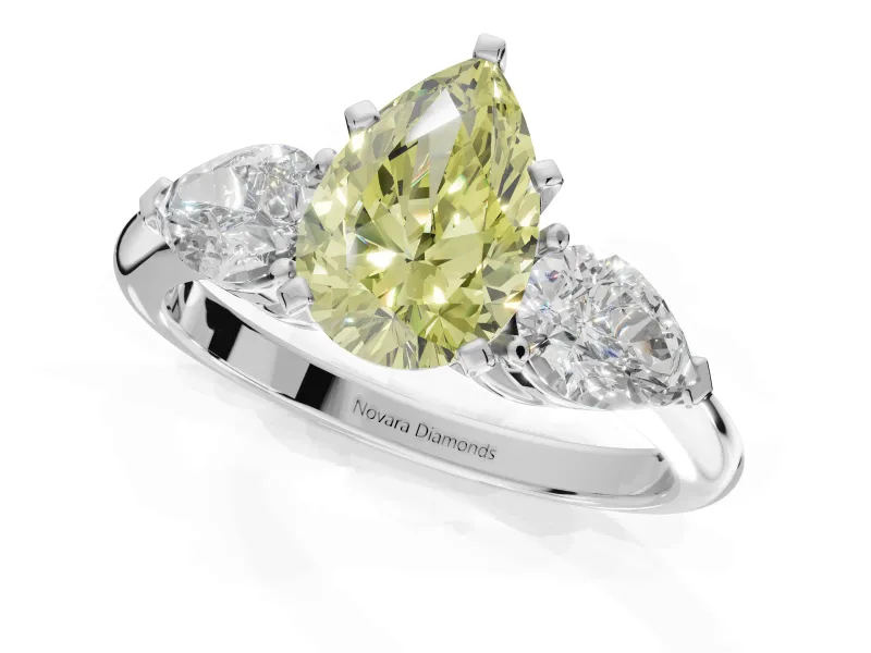 Pear-Shaped 3-Stone Engagement Ring Setting for a Fancy Yellow Lab-Grown Diamond | Platinum