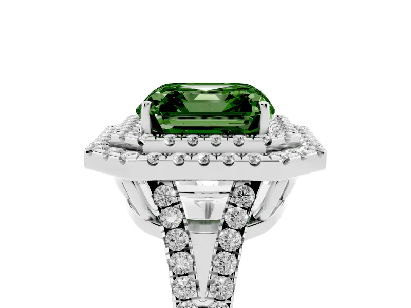 Asscher Cut Halo Engagement Ring Setting for a Fancy Green Lab-Grown Diamond | Platinum - Design NV-24799