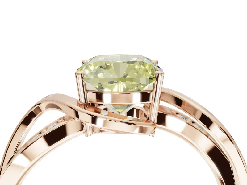 Cushion Cut Bypass Solitaire Engagement Ring Setting for a Fancy Yellow Lab-Grown Diamond | Pavé Strands | Rose Gold