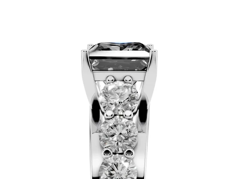 Princess Cut Engagement Ring Setting for a Black Center | White Gold