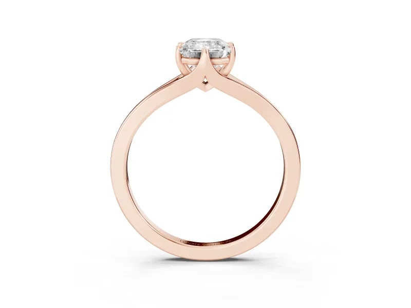 Emerald Cut Split Shank Solitaire Engagement Ring Setting | Plain Polished | Rose Gold