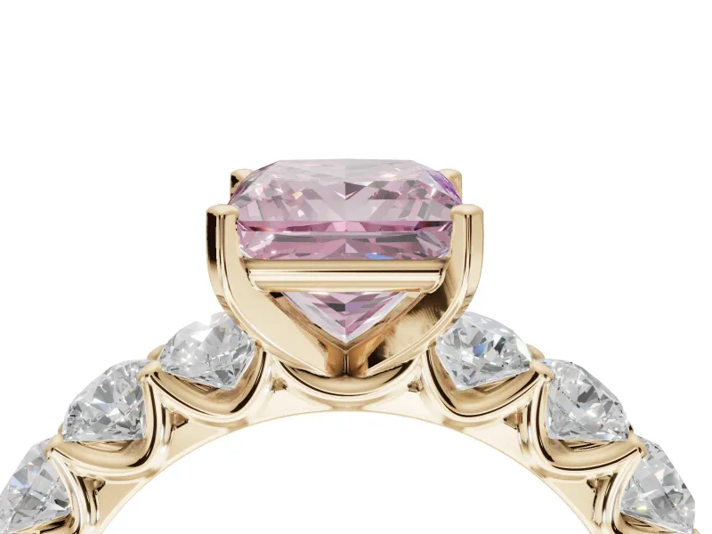 Princess Cut Engagement Ring Setting for a Fancy Pink Lab-Grown Diamond | Yellow Gold - Design NV-24455