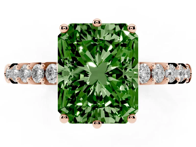 Radiant Cut Engagement Ring Setting for a Fancy Green Lab-Grown Diamond | Rose Gold - Design NV-24649