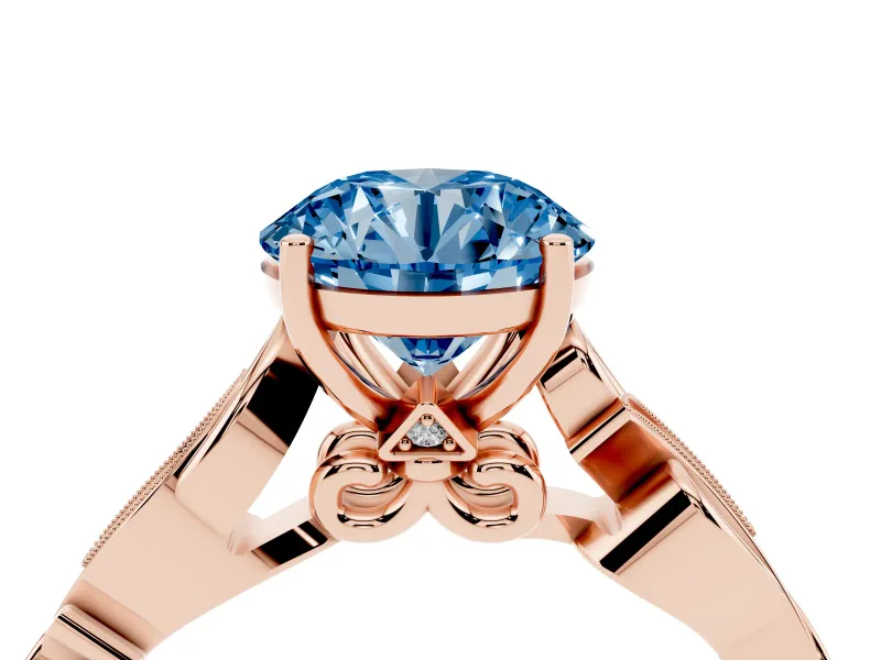 Round Vine Engagement Ring Setting for a Fancy Blue Lab-Grown Diamond | Rose Gold