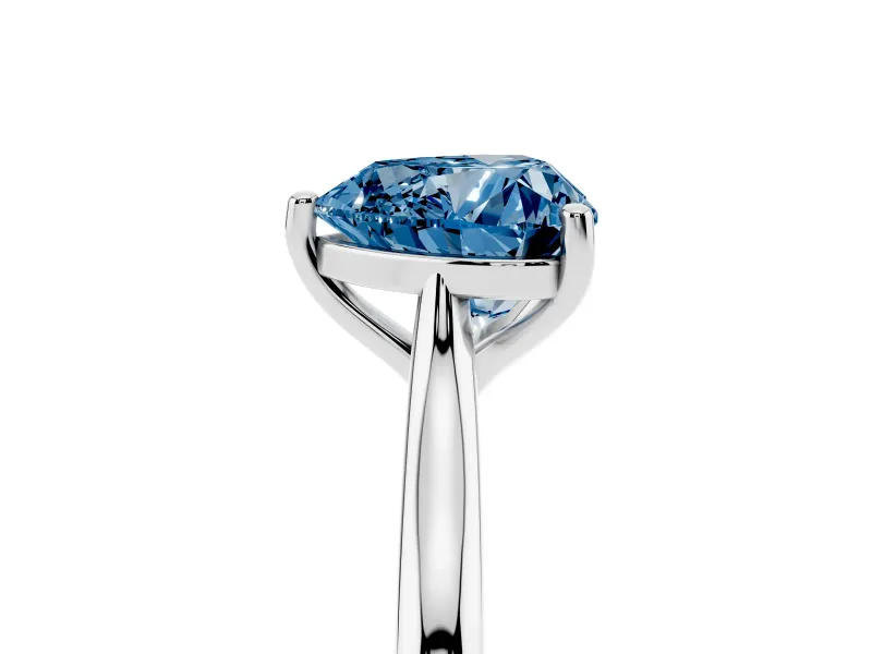 Heart-Shaped Cathedral Engagement Ring Setting for a Fancy Blue Lab-Grown Diamond | Sterling Silver