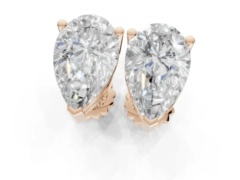 Cushion Cut Lab-Grown Diamond Solitaire Basket Stud Earrings | Open Gallery | Rose Gold
