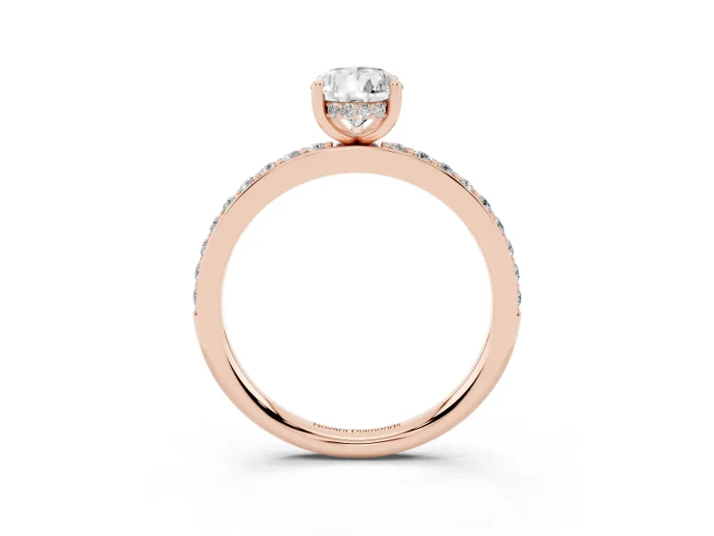 Pear-Shaped Hidden Halo Pavé Engagement Ring Setting | Micro Pavé Band | Rose Gold