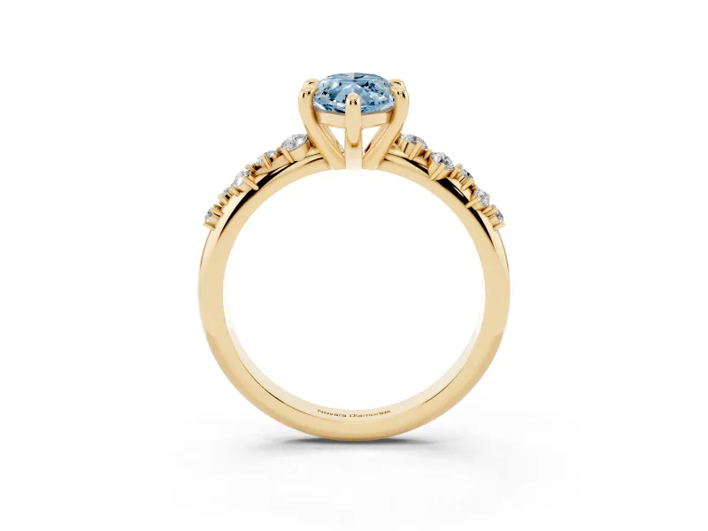 Marquise Graduated Accent Engagement Ring Setting for a Fancy Blue Lab-Grown Diamond | Yellow Gold