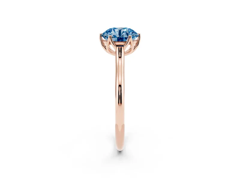 Round Cathedral Solitaire Engagement Ring Setting for a Fancy Blue Lab-Grown Diamond | Tulip Gallery | Rose Gold