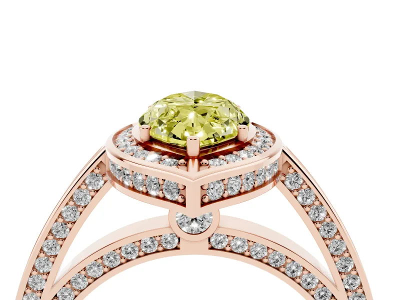 Marquise Sectioned Halo Engagement Ring Setting for a Fancy Yellow Lab-Grown Diamond | Rose Gold