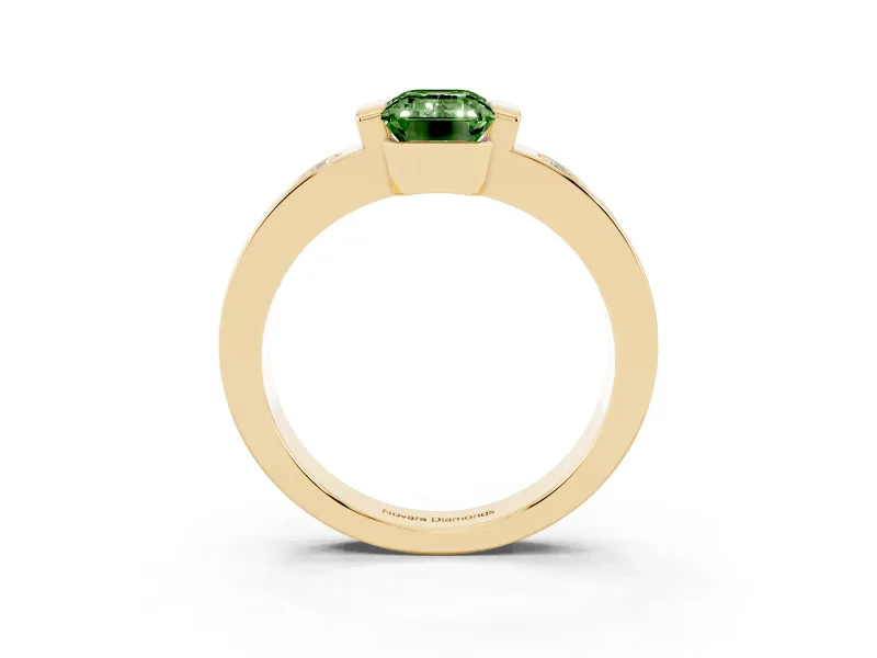 Emerald Cut Tension Style Engagement Ring Setting for a Fancy Green Lab-Grown Diamond | Yellow Gold