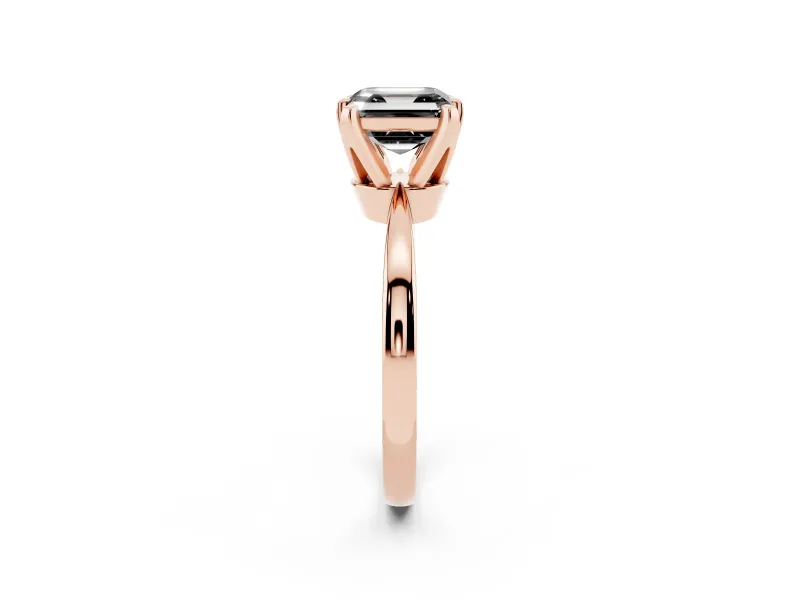 Asscher Cut Tapered Solitaire Engagement Ring Setting for a Black Center | Rose Gold