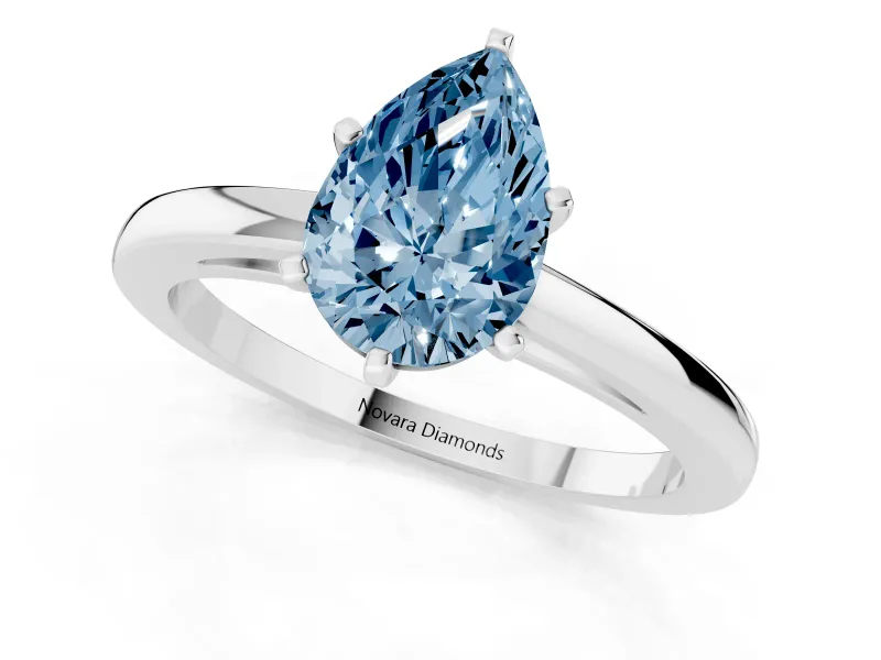 Pear-Shaped Plain Engagement Ring Setting for a Fancy Blue Lab-Grown Diamond | Sterling Silver