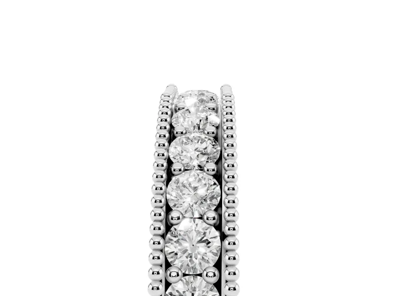 Round Lab-Grown Diamond Milgrain Wedding Band | Scroll Openwork Gallery | White Gold