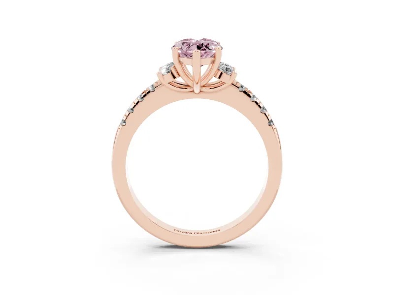 Marquise Side Stone Pave Engagement Ring Setting for a Fancy Pink Lab-Grown Diamond | Paired Round Accents | Rose Gold