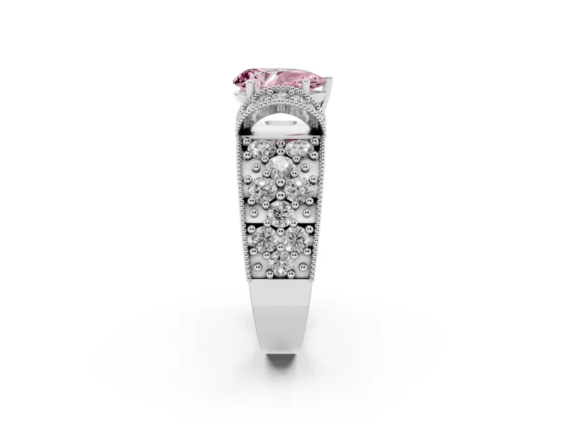 Pear-Shaped Vintage Engagement Ring Setting for a Fancy Pink Lab-Grown Diamond | Sterling Silver - Design NV-24674