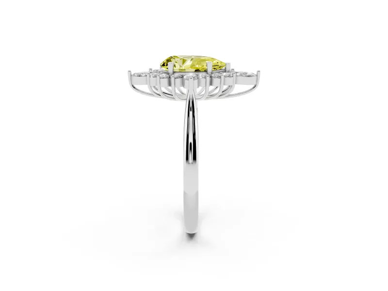 Pear-Shaped Engagement Ring Setting for a Fancy Yellow Lab-Grown Diamond | Sterling Silver - Design NV-24790