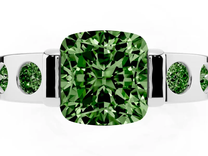 Cushion Cut Tension Style Engagement Ring Setting for a Fancy Green Lab-Grown Diamond | Platinum
