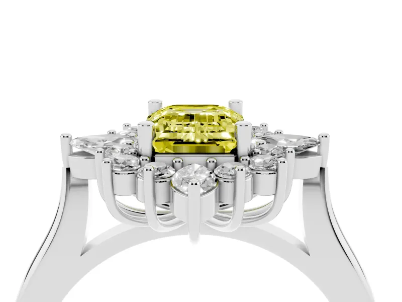 Emerald Cut Engagement Ring Setting for a Fancy Yellow Lab-Grown Diamond | Platinum - Design NV-24790