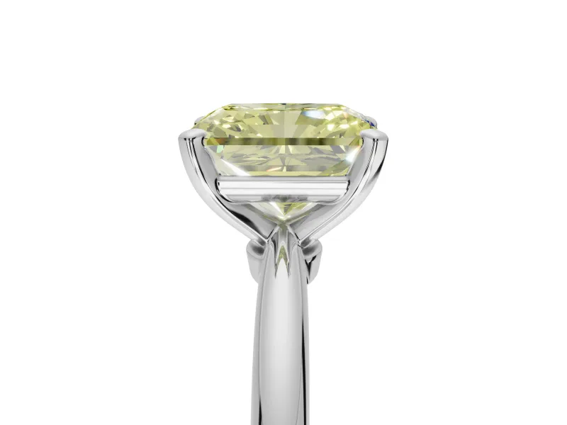 Radiant Cut Solitaire Engagement Ring Setting for a Fancy Yellow Lab-Grown Diamond | Tapered Plain Band | Platinum