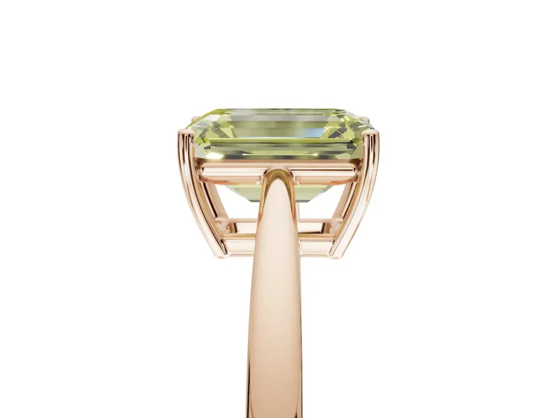 Emerald Cut Cathedral Engagement Ring Setting for a Fancy Yellow Lab-Grown Diamond | Rose Gold - Design NV-24626